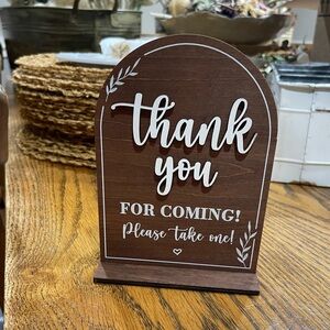 Wooden Thank You Party Favor Sign